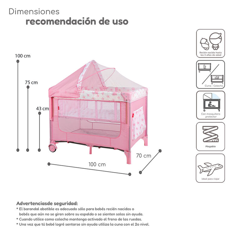 Cuna Colecho D&rsquo;Beb&eacute; con 2 Niveles Mosquitero Ac... image number null