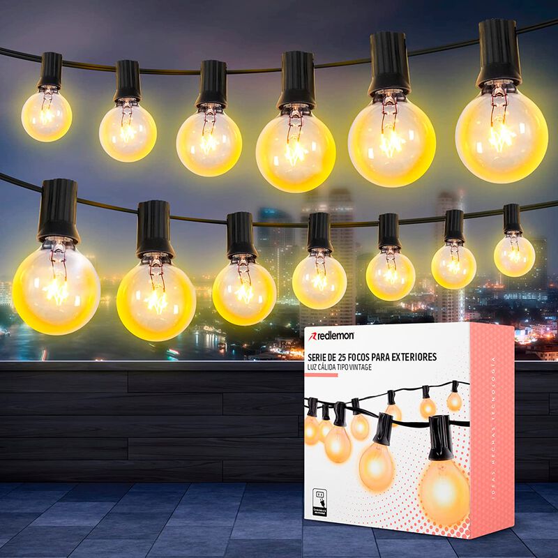 Serie De 25 Focos Vintage Para Exterior 7.5 M image number null