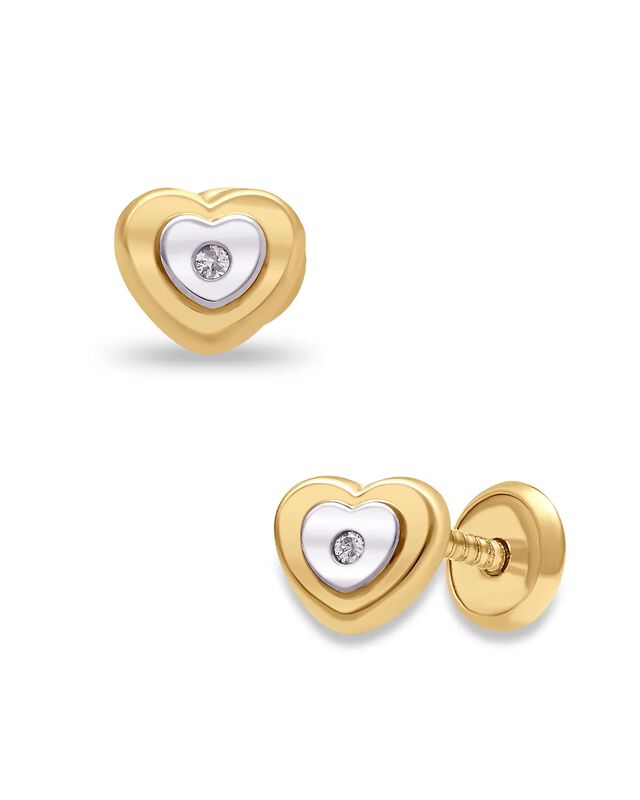 Broqueles De Corazon En Oro Amarillo Y Blanco 1... image number null