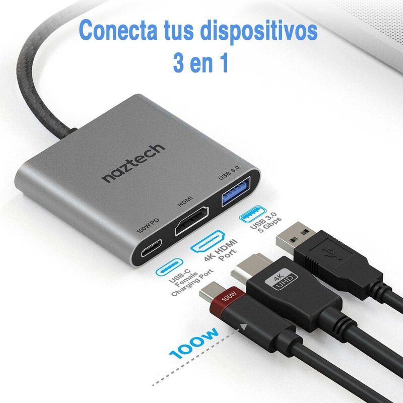 Cable Adaptador HUB NAZTECH USB-C HDMI para tel... image number null