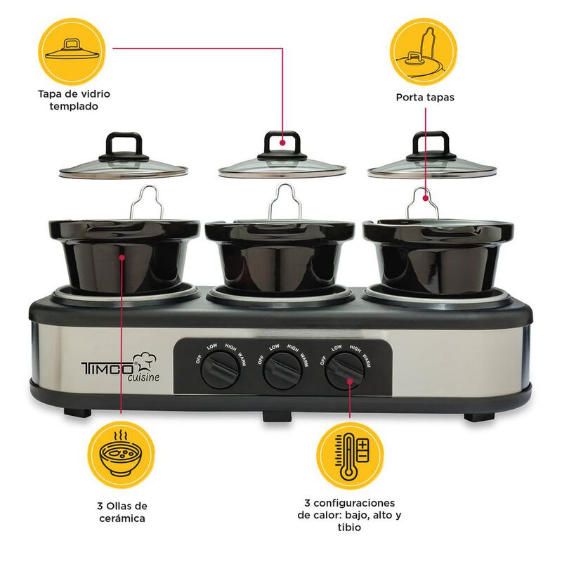 BUFETERA TIMCO 3 INSERTOS DE CERAMICA Y TAPAS D... image number null