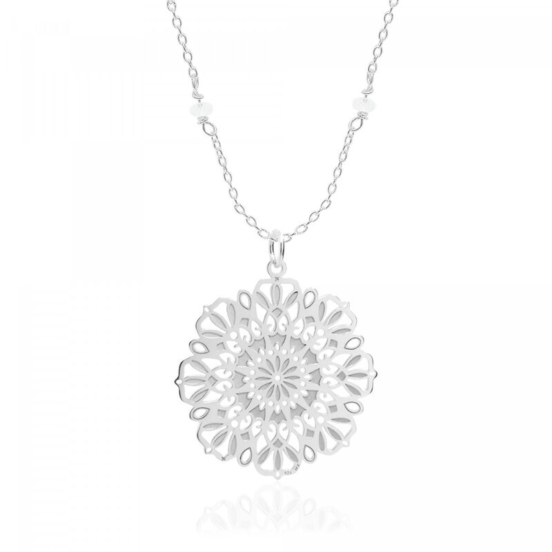 Collar Gerbera de Plata con Piedras Naturales image number null