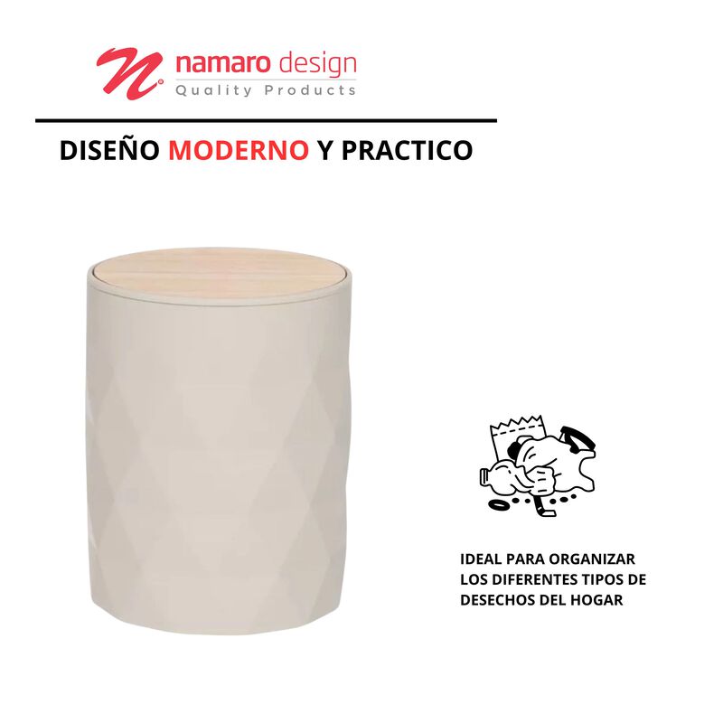 Basurero con Tapa de Bamboo Giratoria Tulum &ndash; N... image number null