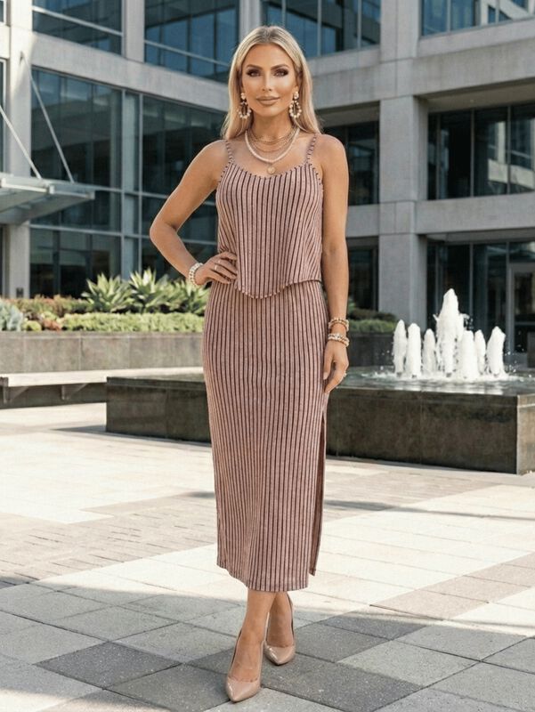 Pack De 2 Conjuntos Rayados Blusa de Tirantes y... image number null