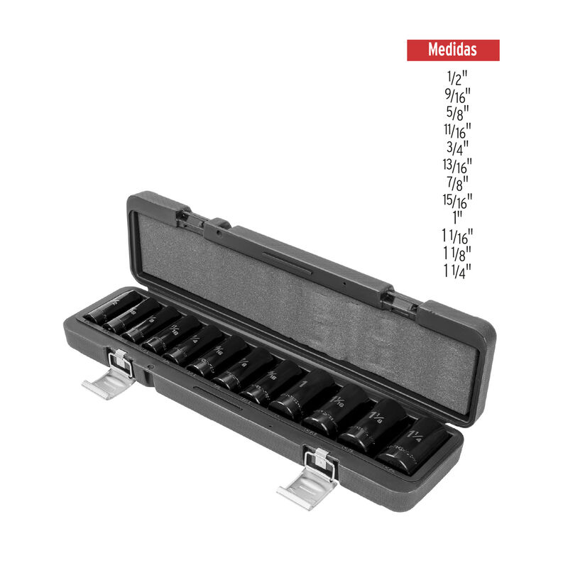 Juego de 12 Dados Largos Cuadro 1/2' de Impacto... image number null