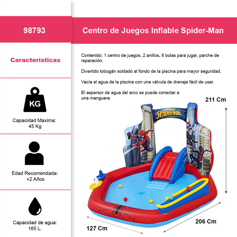 Aberca Inflable Spiderman Con Resbaladilla Best... image number null