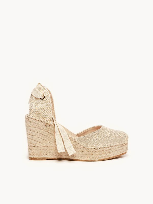 Alpargata de Cu&ntilde;a Alta Cala en Lino Metalizado ... image number null