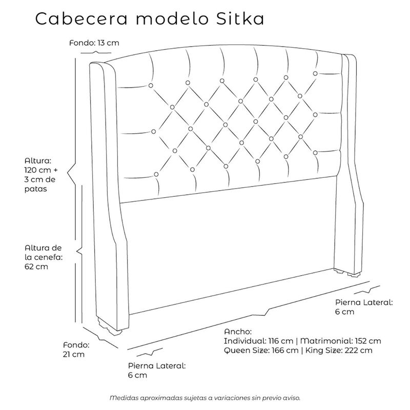 Cabecera Queen Size Dicasa Sitka Gris image number null