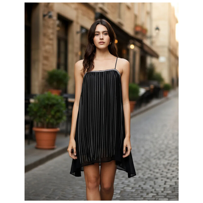 Mini Vestido  Vaporoso Tiras Met&aacute;licas Fiesta M... image number null