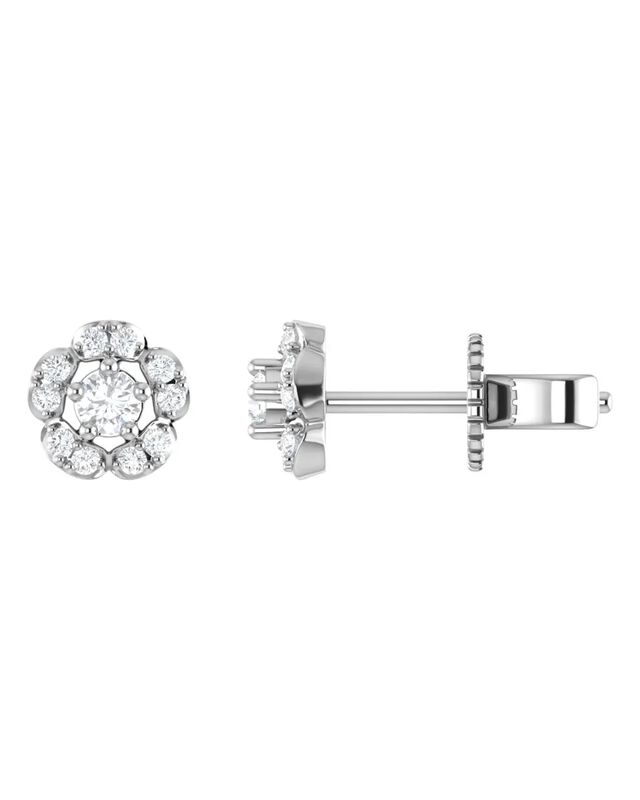 Broqueles De Oro Blanco 14k Con 16pts De Diaman... image number null