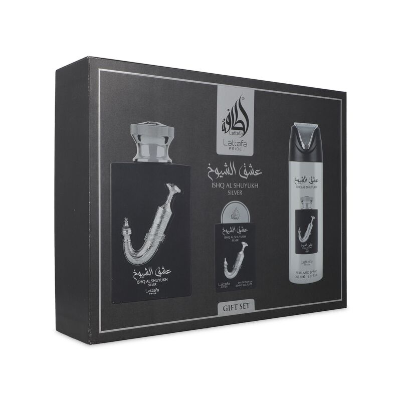 Set Lattafa Pride Ishq Al Shuyukh Silver 4pzsfr... image number null