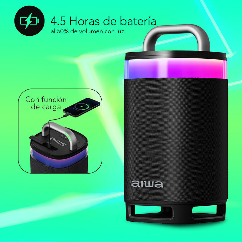 Bocina Port&aacute;til Aiwa Aws68bt Bluetooth Tws Led ... image number null