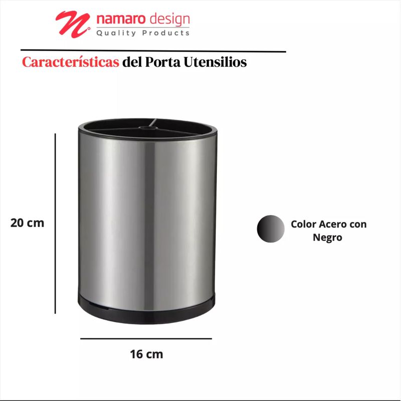 Porta Utensilios Giratorio Redondo De Acero Ino... image number null