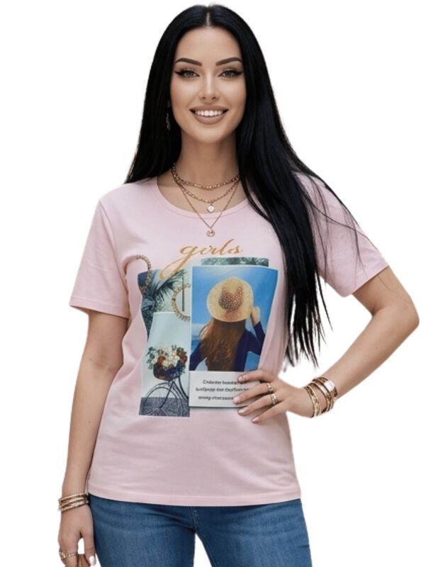 Blusa Casual Estampada Malabis Bl-1042 Rosa image number null