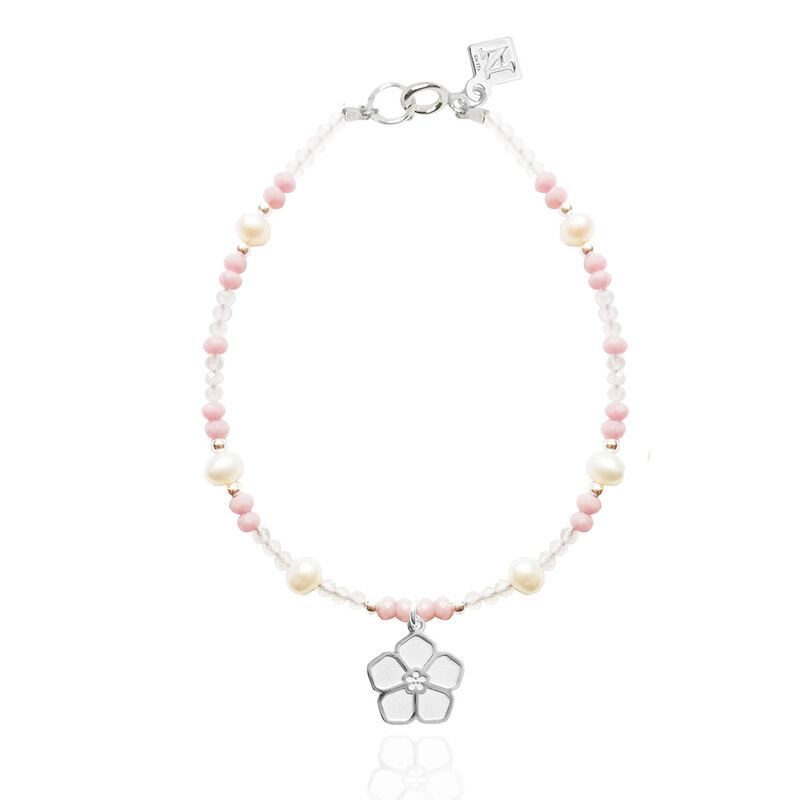 Pulsera Suerte Charm Tr&eacute;bol de Plata con Piedra... image number null