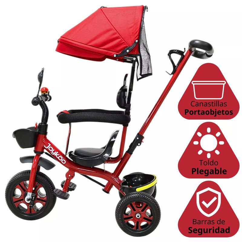 Triciclo Infantil Toldo Protector Bast&oacute;n Dirigi... image number null