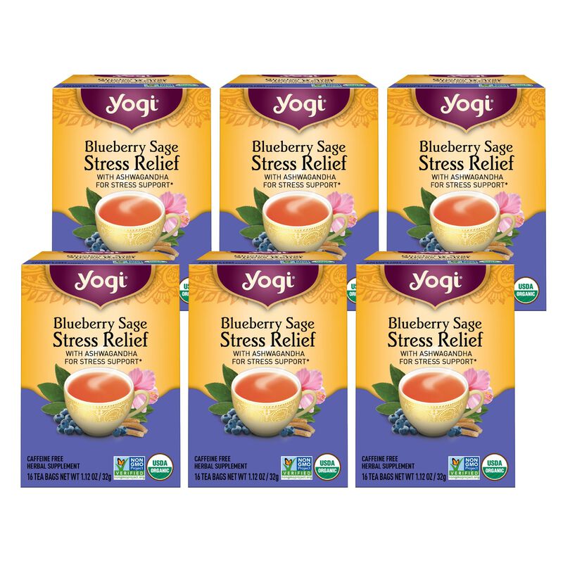 Tea Yogi Blueberry Sage Stress Relief 16 Bolsit... image number null