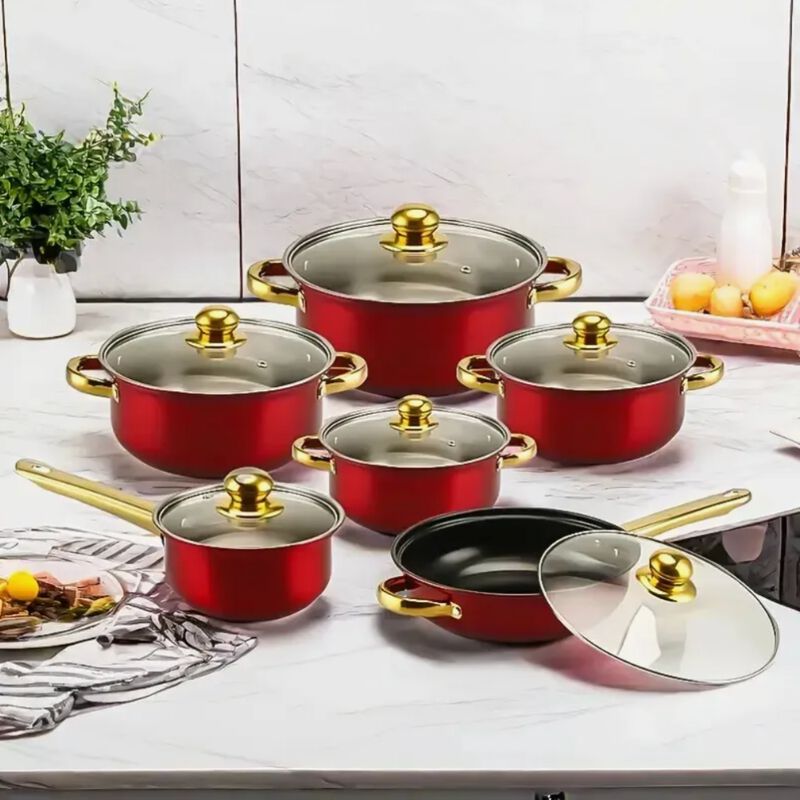 Bater&iacute;a Cocina 12 Pz Acero Inoxidable Ollas Cac... image number null