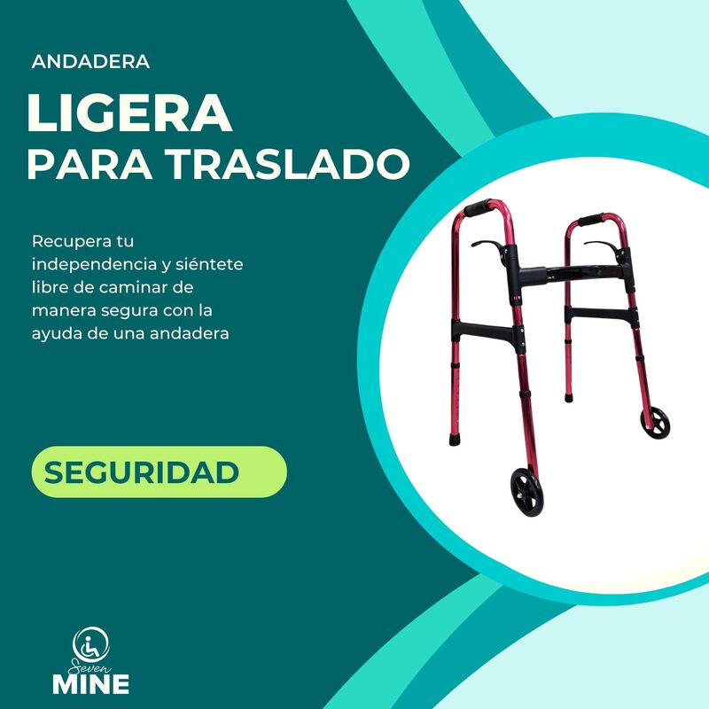 Andadera Viajera Plegable con Llantas delantera... image number null