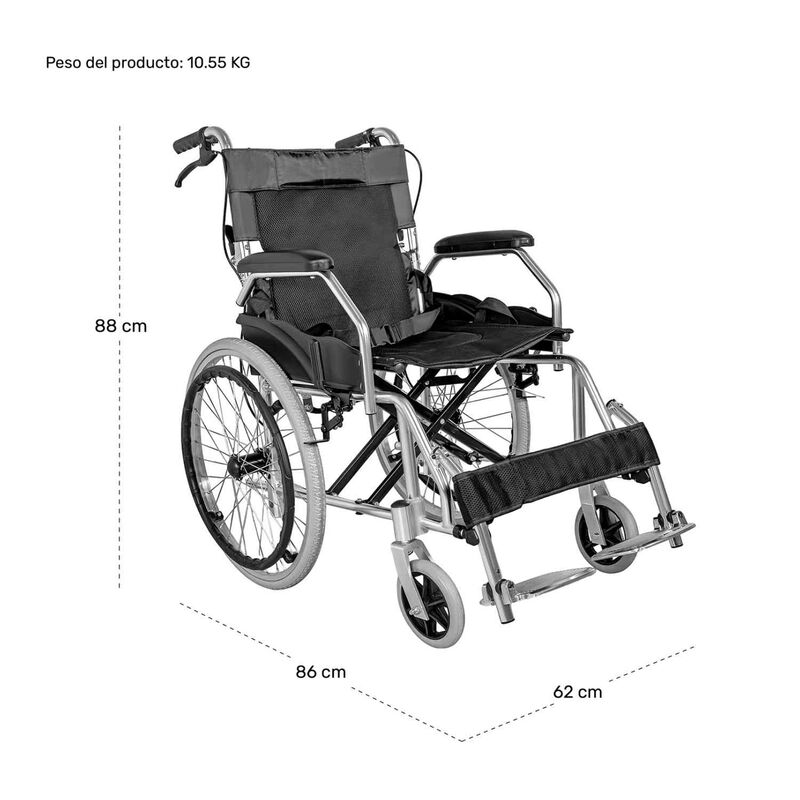 Silla Ruedas Aluminio Ligera Resiste 120kg 20 P... image number null