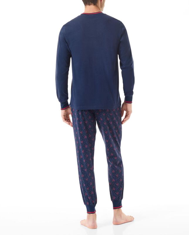 Pijama El&aacute;stico de Punto Azul Marino image number null