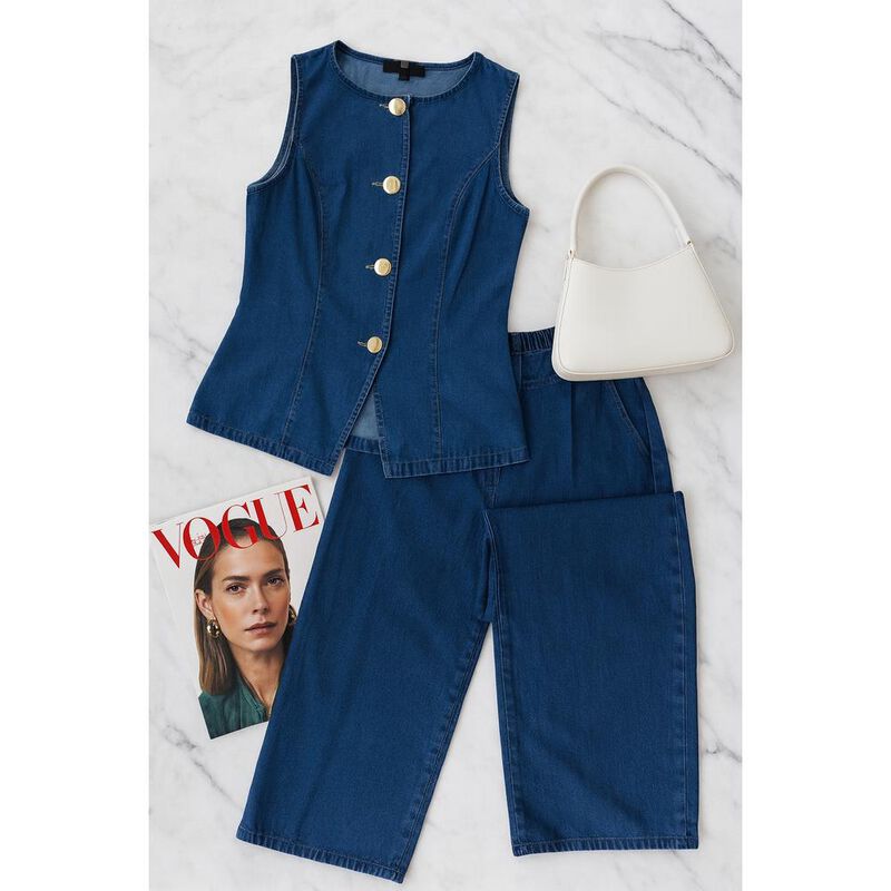 Conjunto de chaleco mezclilla image number null