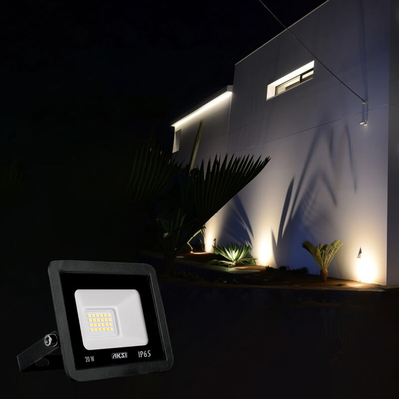 Pack de 4 reflectores LED Aksi 20W IP65 Luz Bla... image number null