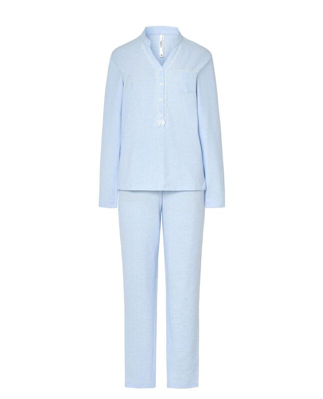 Pijama Lencero con Encaje Celeste image number null
