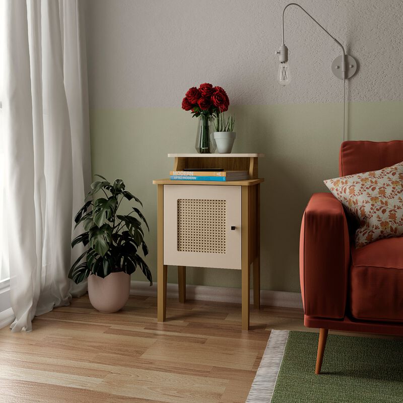 Mesa Auxiliar Bertolini Charlotte Roble Off Whi... image number null