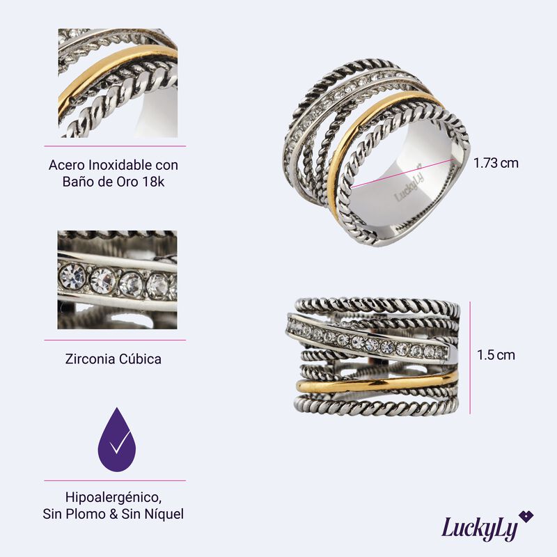 Anillo Mujer Acero Inoxidable Zirconia C&uacute;bica R... image number null