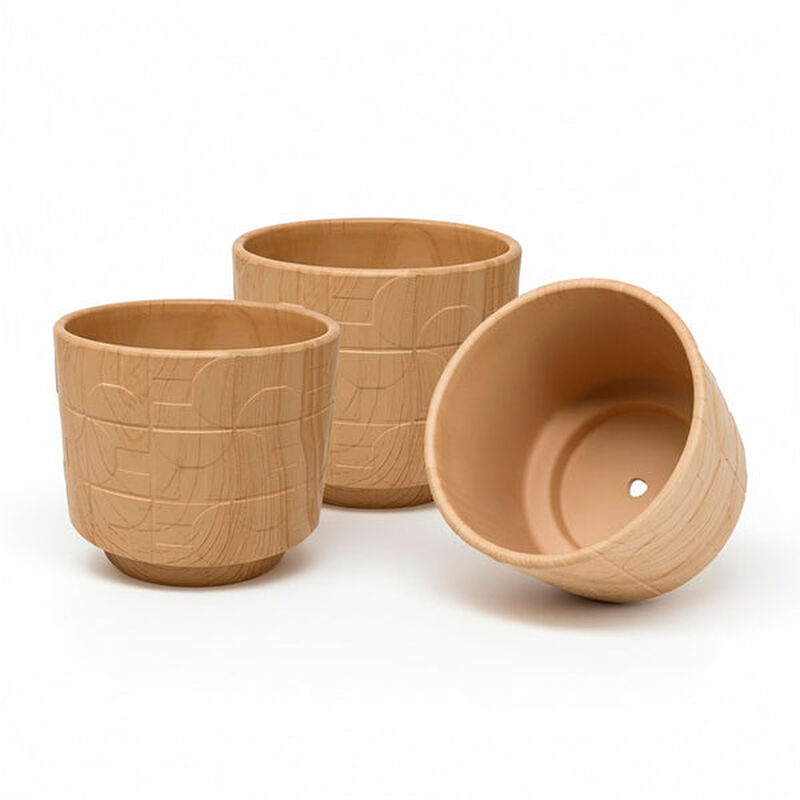 Set De 3 Macetas Ideen Arcilla Oyamel Claro image number null