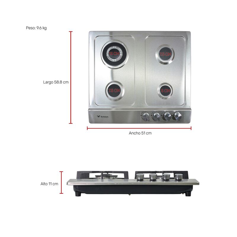 Parrilla 4 Quemadores Acero Inox Premiun Gas Lp... image number null