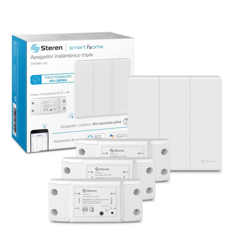 Apagador inal&aacute;mbrico RF cin&eacute;tico triple image number null