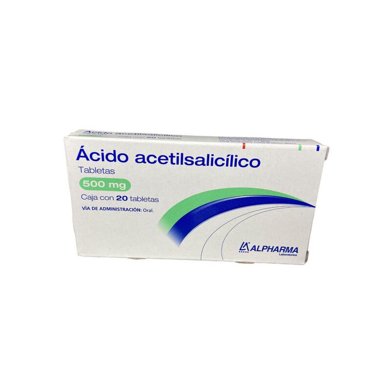 &Aacute;cido Acetilsalic&iacute;lico 500mg caja con 20 tablet... image number null