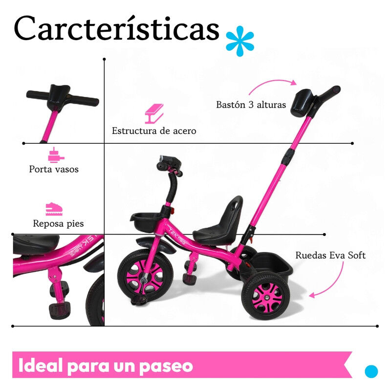 Triciclo C/ Bast&oacute;n Dirigible Musical C/ Luz TEK... image number null