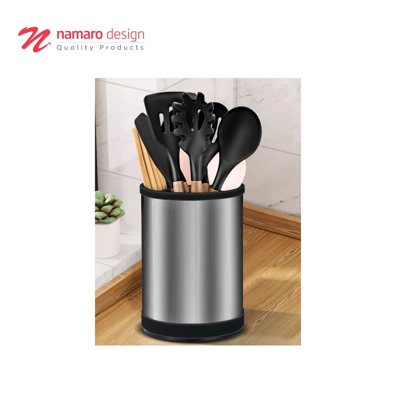 Porta Utensilios Giratorio Redondo De Acero Ino... image number null