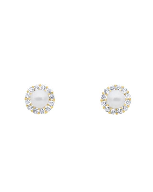 Broqueles Oro Amarillo 14k Con Perla Y Zirconia... image number null