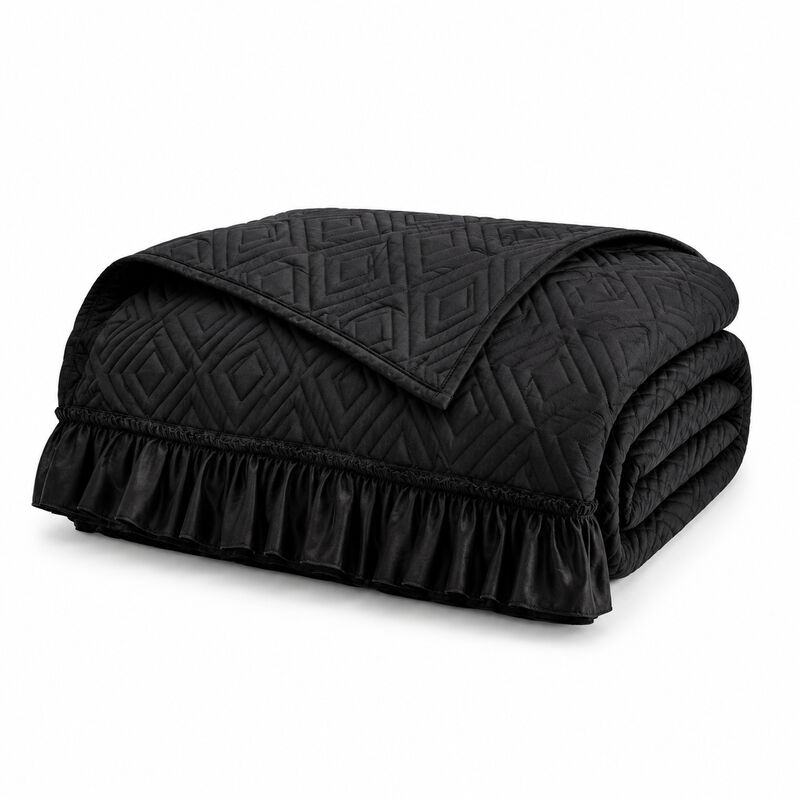 Colcha Neo Negro King Size Con Fundas Decorativ... image number null