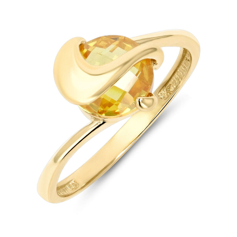 Anillo Promesa De Oro Amarillo 14k Con Zirconia... image number null