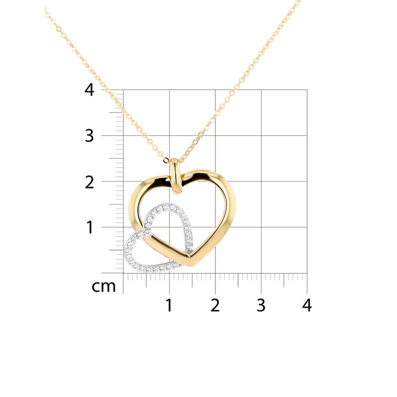 Dije Coraz&oacute;n Bicolor 10k Con Zirconias + Cadena... image number null