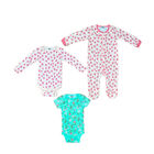 Kit 3 piezas Beb&eacute; Ni&ntilde;a Onesies Pa&ntilde;aleros y Mameluco Multicolor OP2212HK