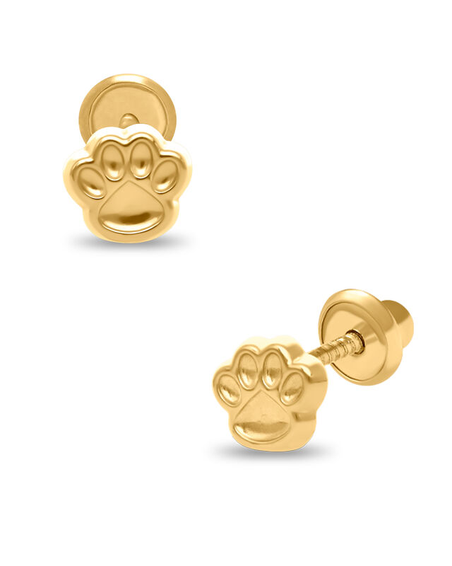 Broqueles De Huellita En Oro Amarillo 14k image number null