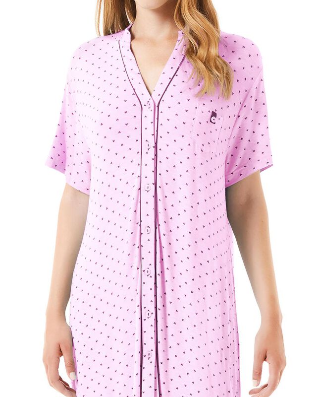 Camis&oacute;n Corto de Mujer con Corazones Rosa image number null