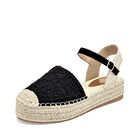Capa De Ozono alpargata plataforma para mujer negro beige cod 140889-E