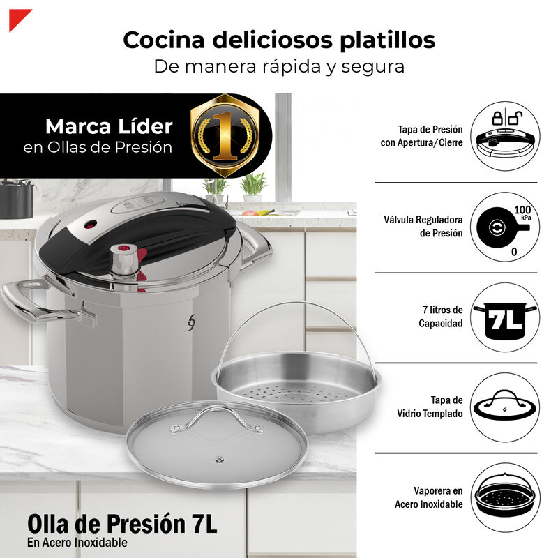 Olla De Presi&oacute;n De 7 Litros Acero Inox 304 Bogn... image number null