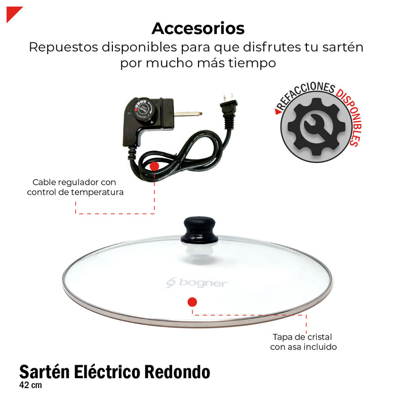 Sart&eacute;n El&eacute;ctrico Redondo Antiadherente C/tapa 7... image number null