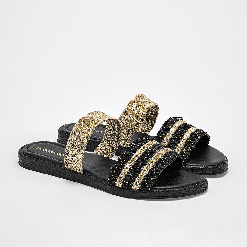 Moramora sandalia piso para mujer negro dorado ... image number null