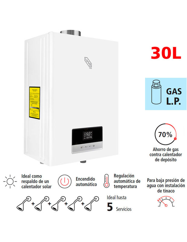 Calentador Instant&aacute;neo Iusa Smart 30 L 5 Servic... image number null