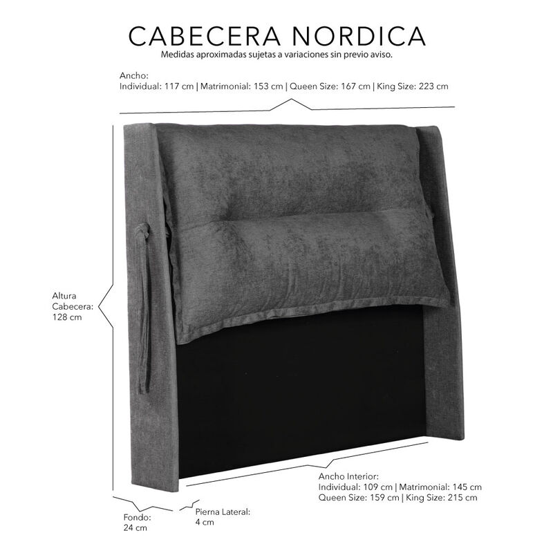 Cabecera Matrimonial Dicasa Nordica Grey image number null