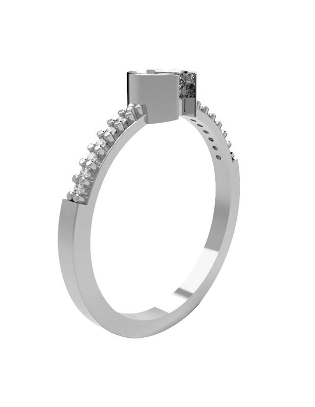 Anillo de Compromiso en Oro Blanco 10K con Circ... image number null